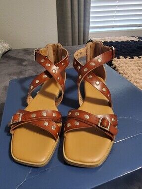 Studded Brown Strappy Sandals
